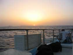 Sun rise over the south Sinai Peninsula, Egypt from the dive boat "King Snefro 4"